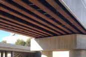 View of underneath the bridge at the Interstage 5 Freeway & Empire Avenue Interchange
